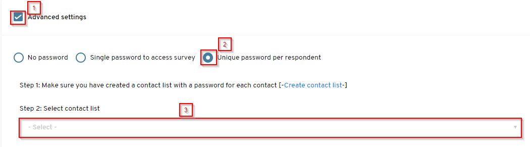 survey unique password