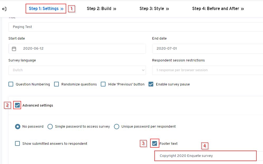 How to add footer text to your survey