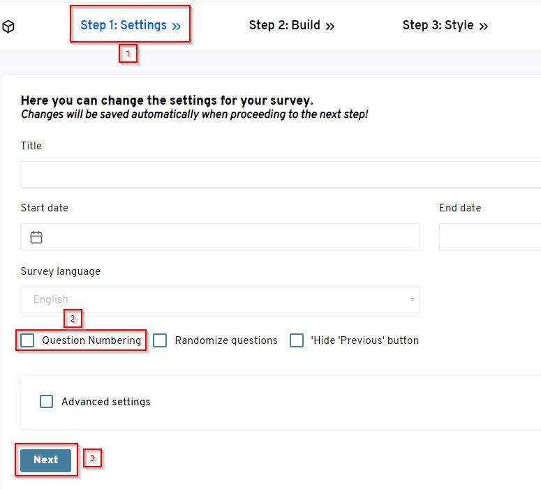 Add question numbering