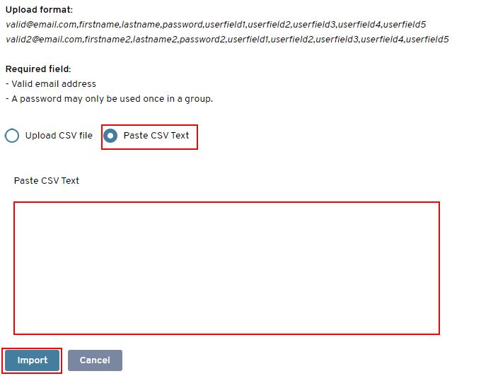 CSV contact import copy past