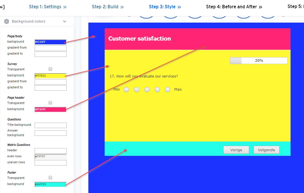 Survey background color