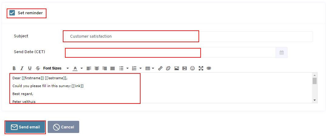 Survey email invitation reminder