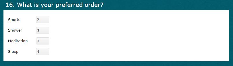 Ranking question example