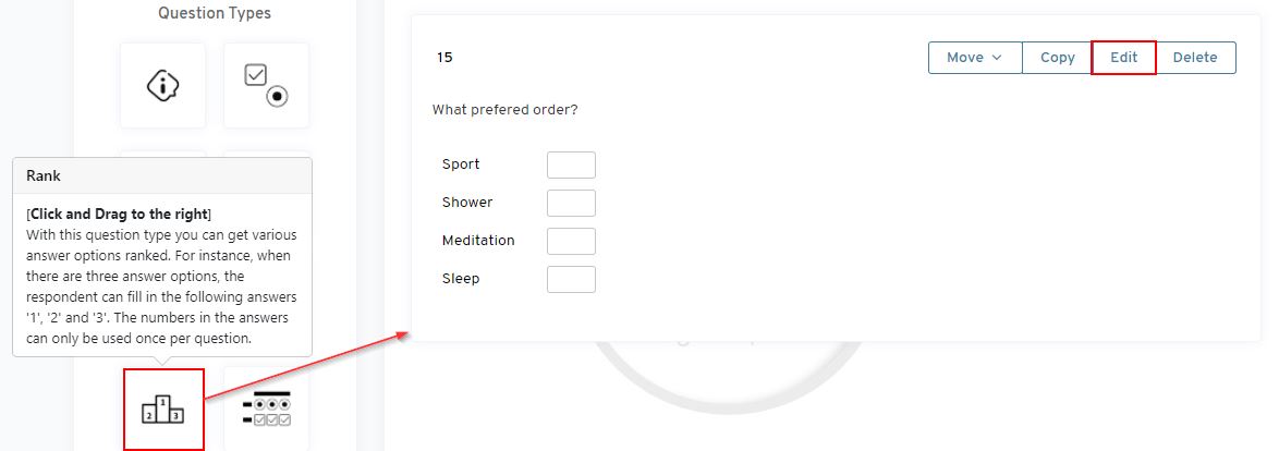 Rank survey questions