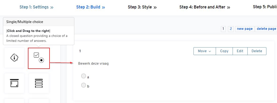 Surey single choice question