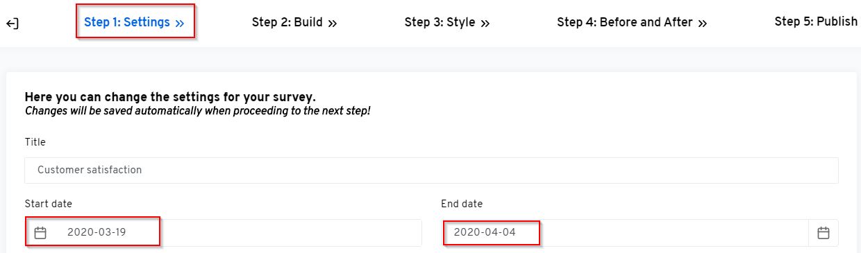 survey start and end date