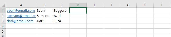 Excel csv example